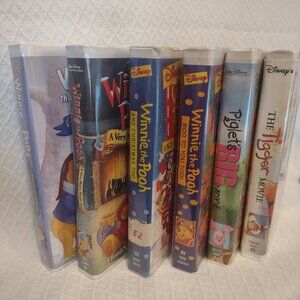 Winnie the Pooh VHS Lot 6 Tapes Disney Holiday Christmas Tigger Piglet 90s